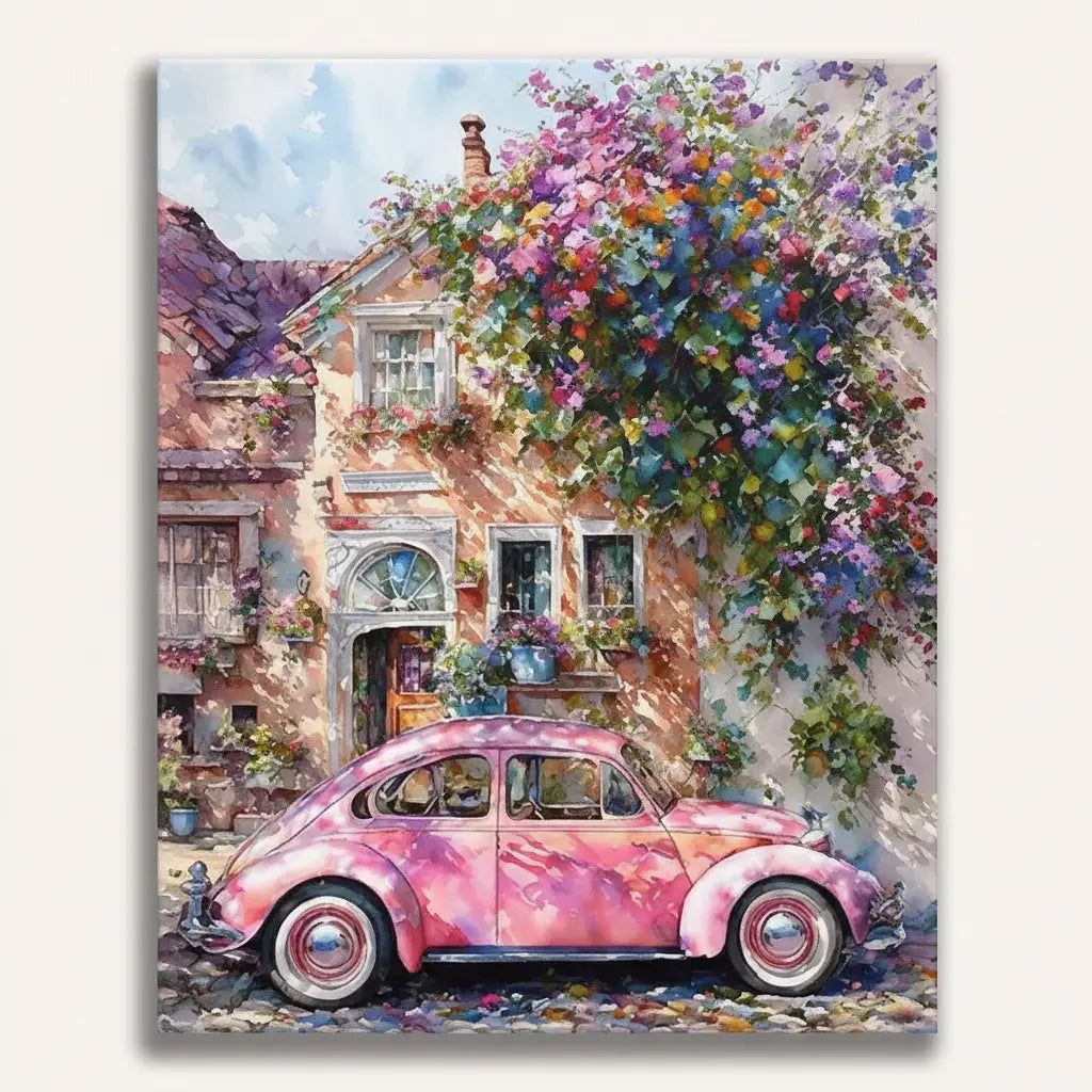 Vintage Car Cottage | Paint By Numbers Kit