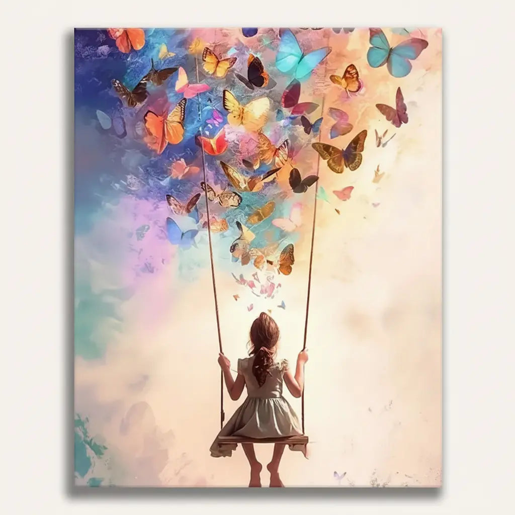 Butterfly Dreams Swing - Framed Paint by Numbers Kit
