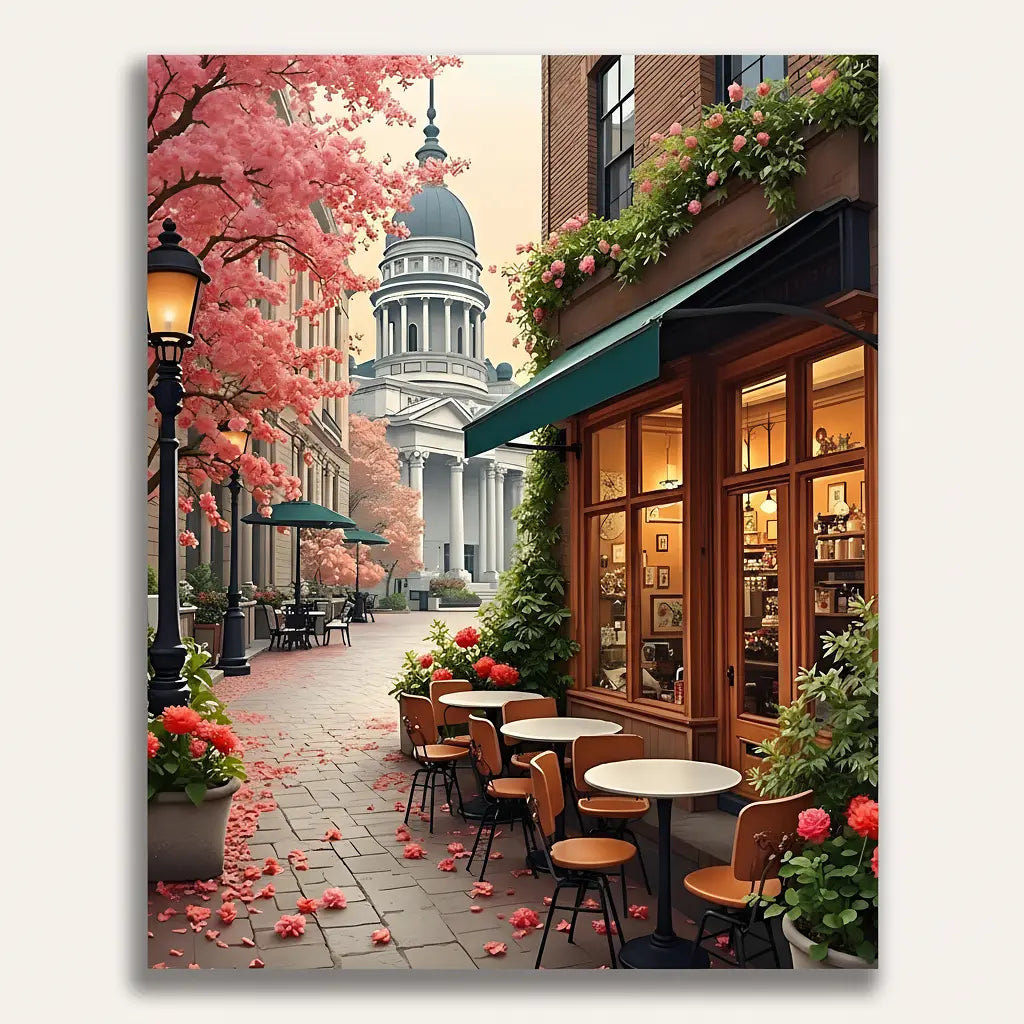 European Cafe Scene - Framed Paint by Numbers Kit