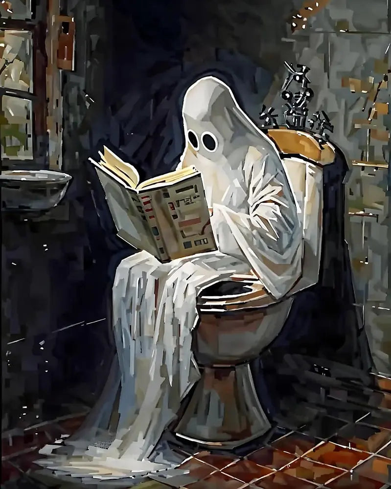 Ghost Reading Toilet - Paint by Numbers Kit