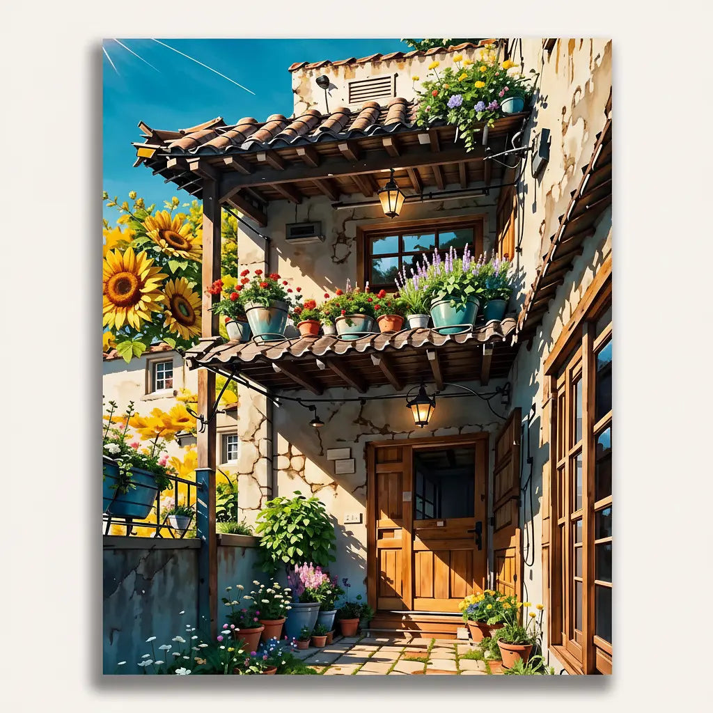 Mediterranean Courtyard Kit - Framed Paint by Numbers Kit