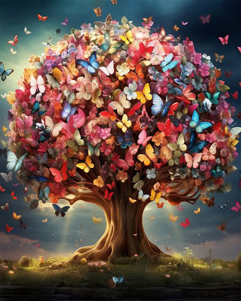 Butterfly Tree Canvas - Paint by Numbers Kit