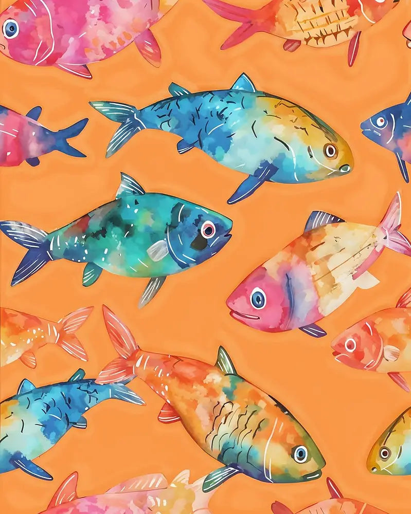 Watercolor Fish Pattern - Paint by Numbers Kit