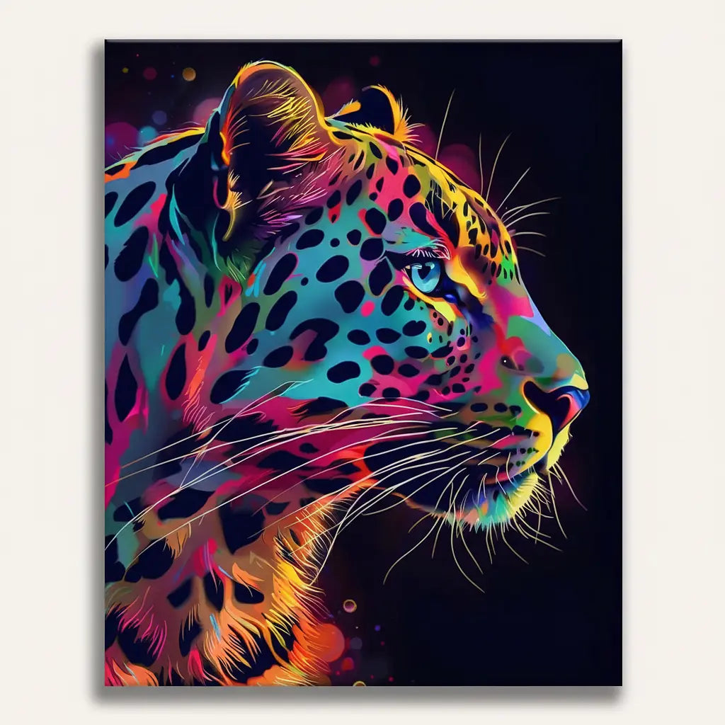 Neon Leopard - Framed Paint by Numbers Kit