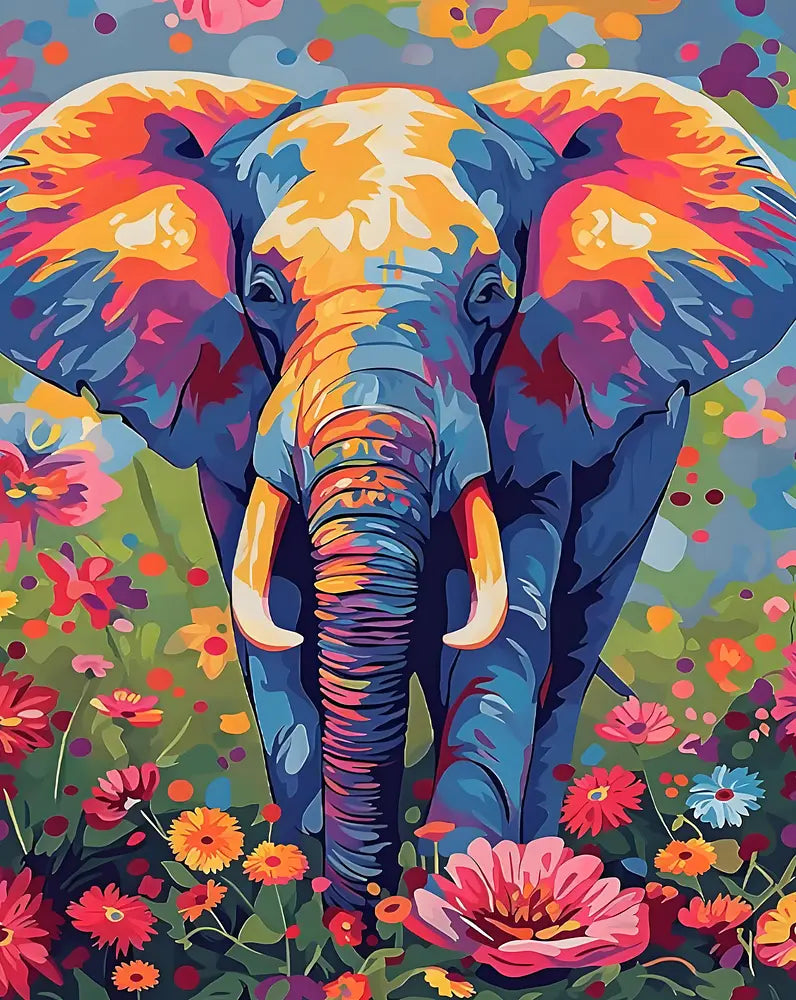Colorful Elephant Paint - Paint by Numbers Kit