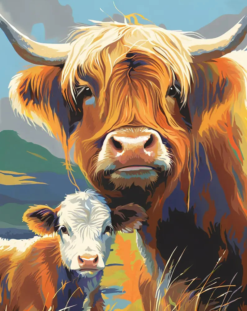 Highland Cow Family | Paint By Numbers Kit