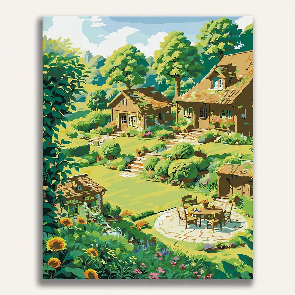 Countryside Village Retreat - Framed Paint by Numbers Kit