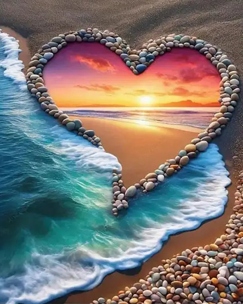 Heart Beach Sunset | Paint By Numbers Kit
