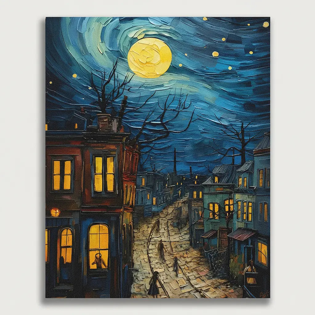 Starry Night Village - Framed Paint by Numbers Kit