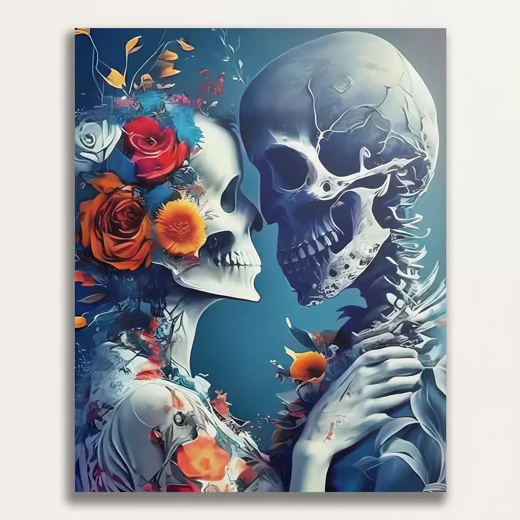 Dual Skull Roses | Paint By Numbers Kit
