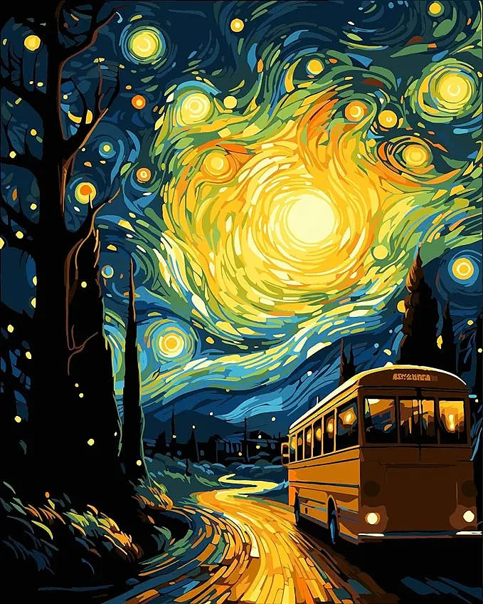 Starry Night Bus - Paint by Numbers Kit