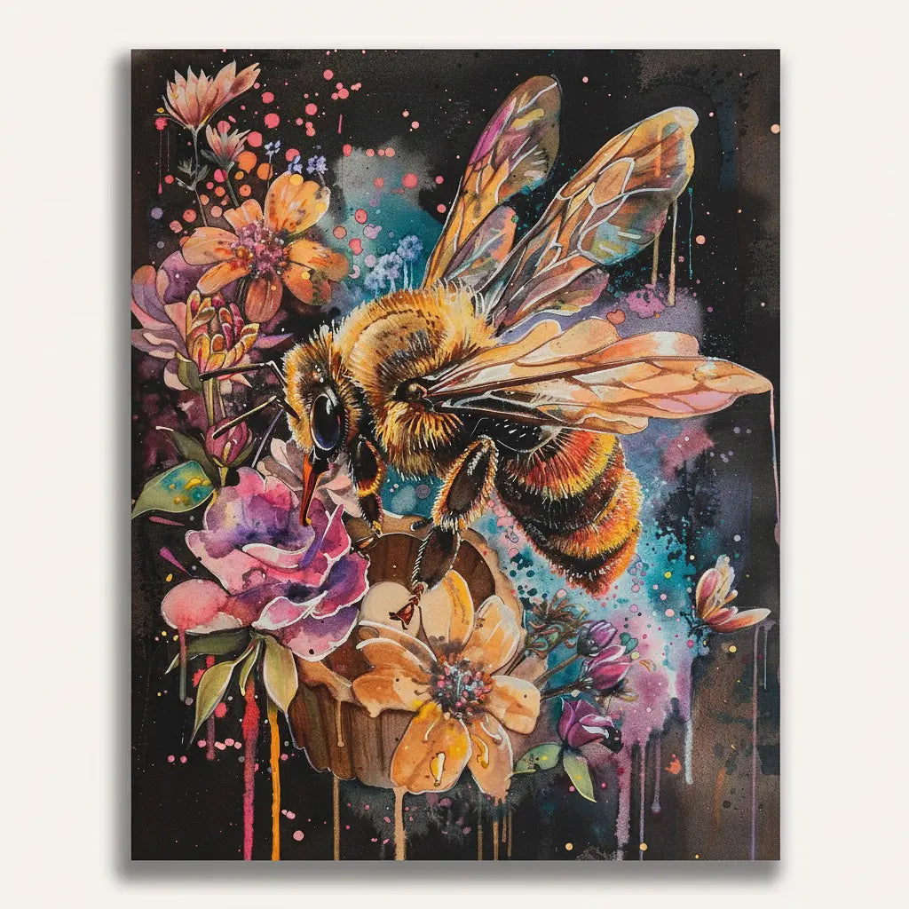 Cosmic Bee Artwork - Framed Paint by Numbers Kit