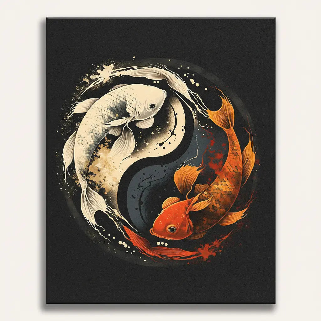 Koi Yin Yang - Framed Paint by Numbers Kit