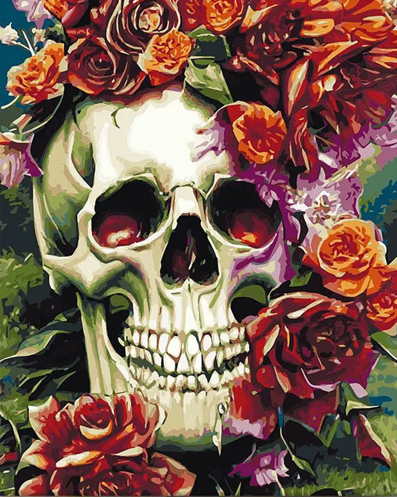Skull Roses Paint Kit - Paint by Numbers Kit