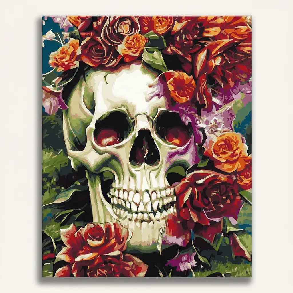Skull Roses Paint Kit - Framed Paint by Numbers Kit