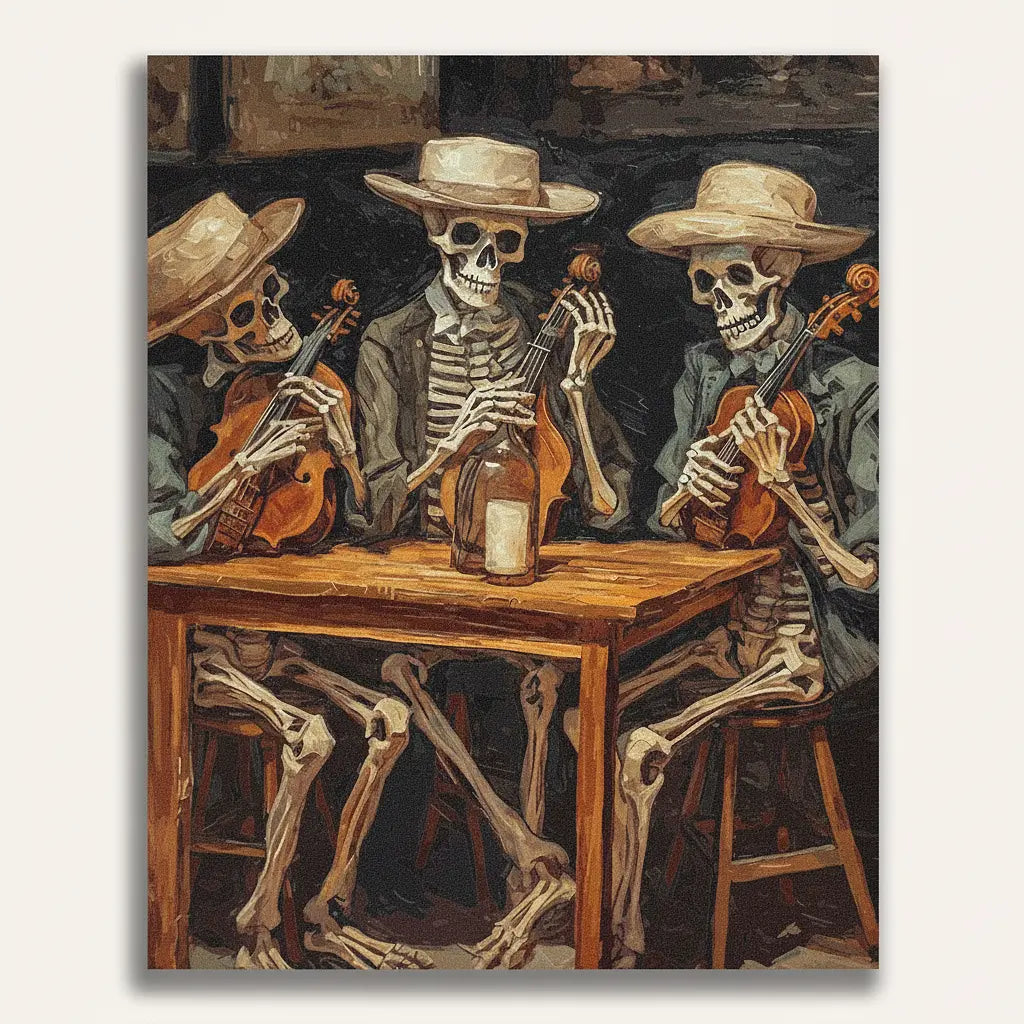 Skeleton Trio Musical - Framed Paint by Numbers Kit