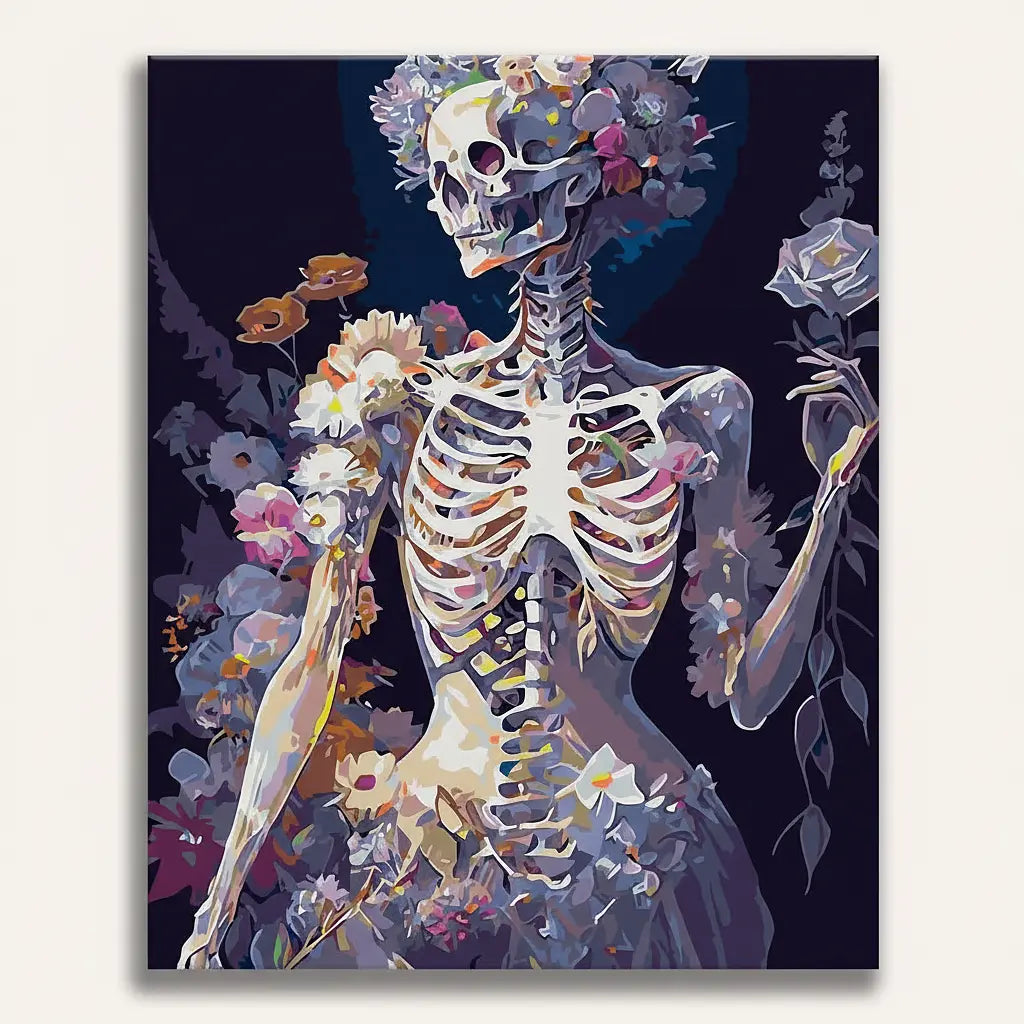 Floral Skeleton Art - Framed Paint by Numbers Kit