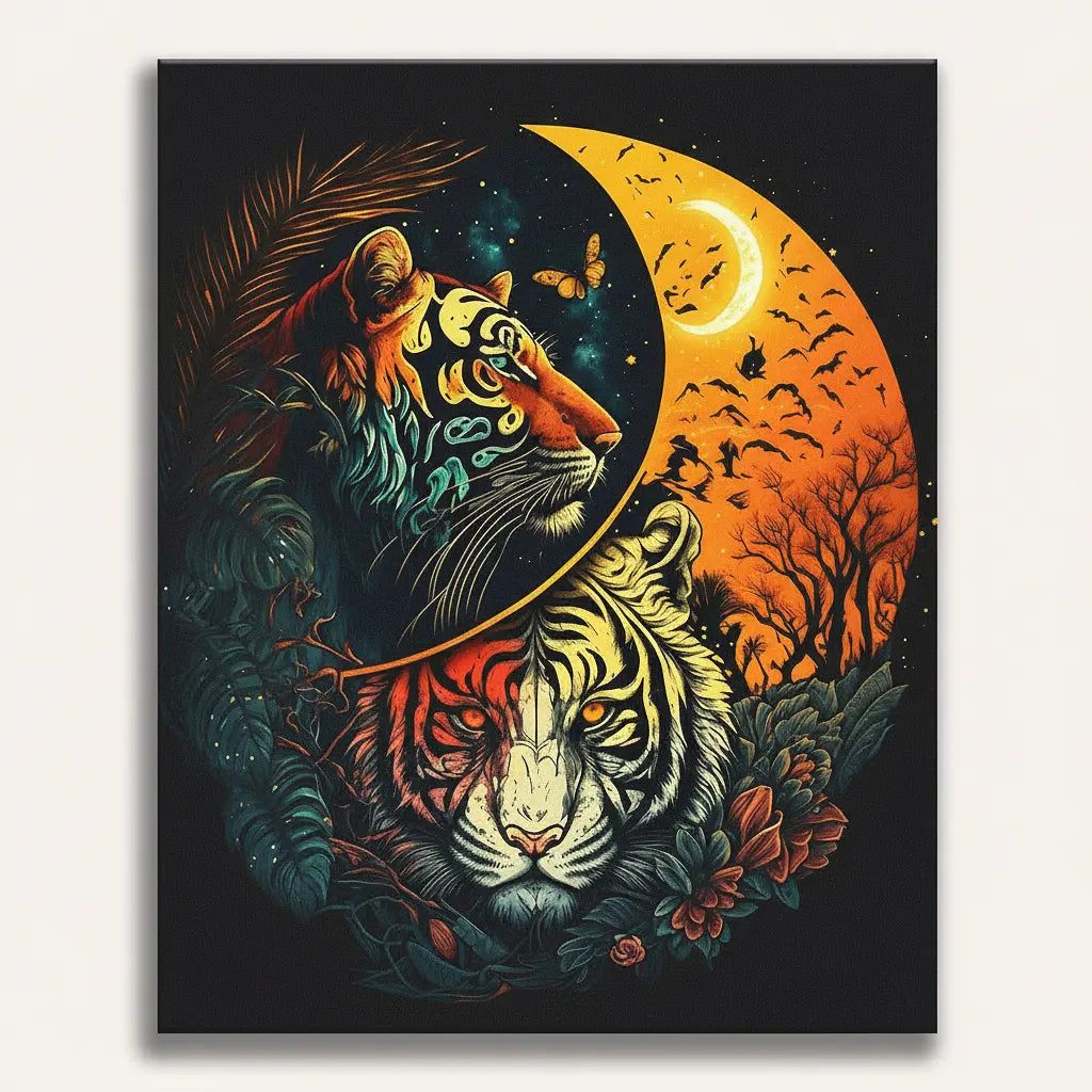 Dual Tigers Yin Yang | Paint By Numbers Kit