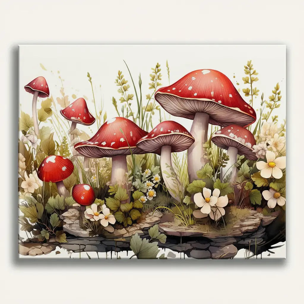 Mushroom Meadow Kit - Framed Paint by Numbers Kit