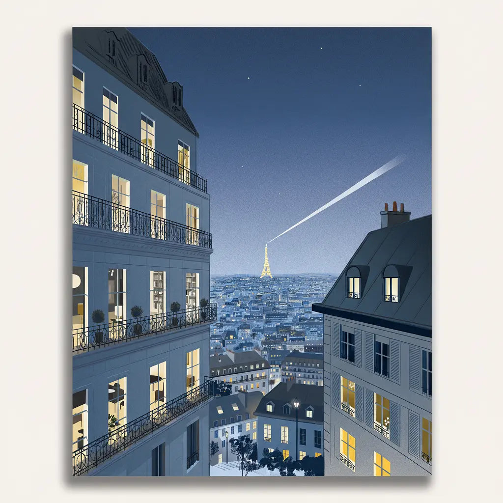Parisian Night View - Framed Paint by Numbers Kit