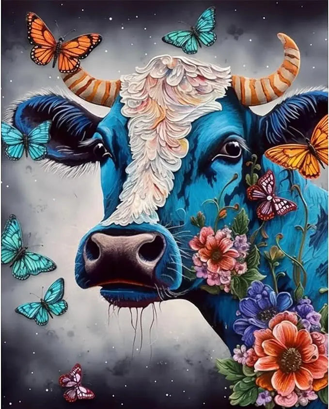 Butterfly Cow Art - Paint by Numbers Kit