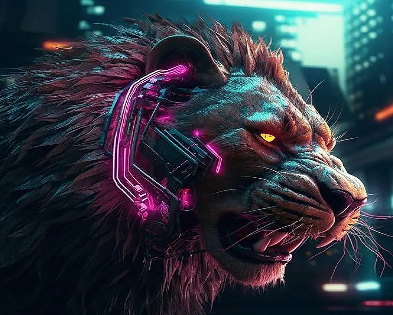 Cyberpunk Lion - Paint by Numbers Kit