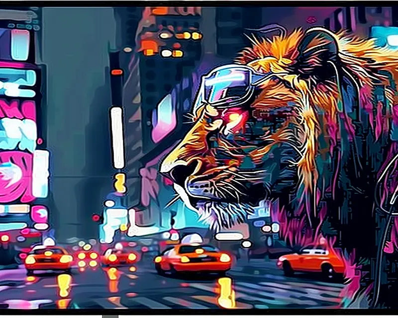 Cyberpunk Lion Art - Paint by Numbers Kit