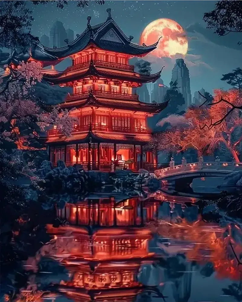 Japanese Temple Pagoda - Paint by Numbers Kit