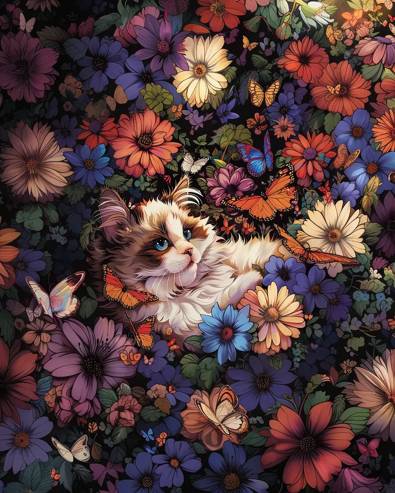 Kitten Flower Garden | Paint By Numbers Kit