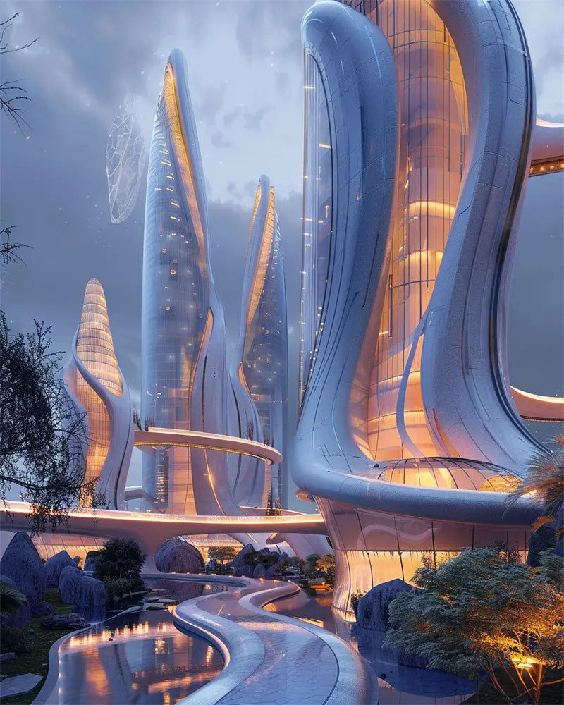 Futuristic City Towers - Paint by Numbers Kit