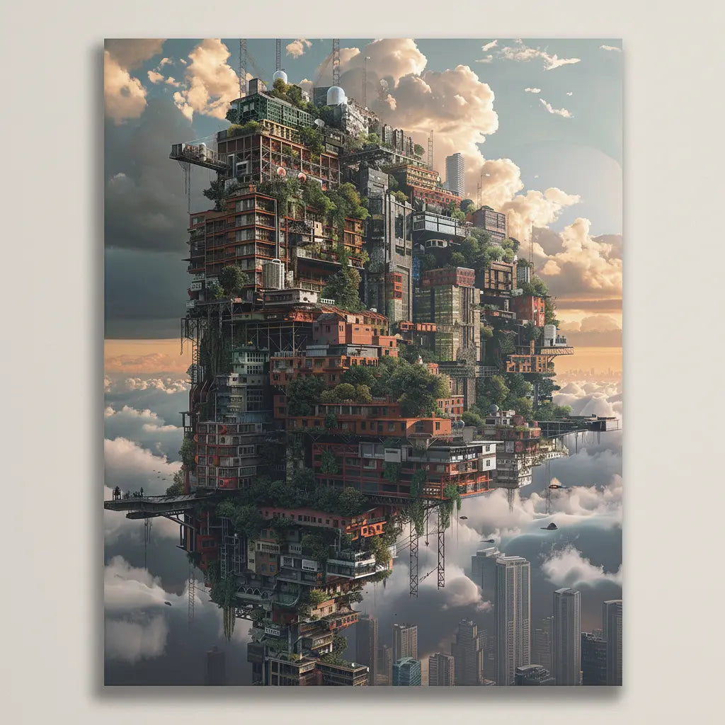 Sky City Painting - Framed Paint by Numbers Kit