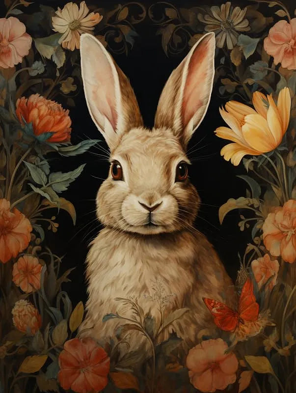 Floral Rabbit Portrait