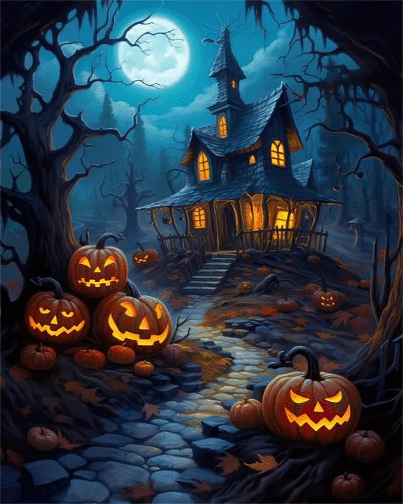 Haunted House Halloween | Paint By Numbers Kit
