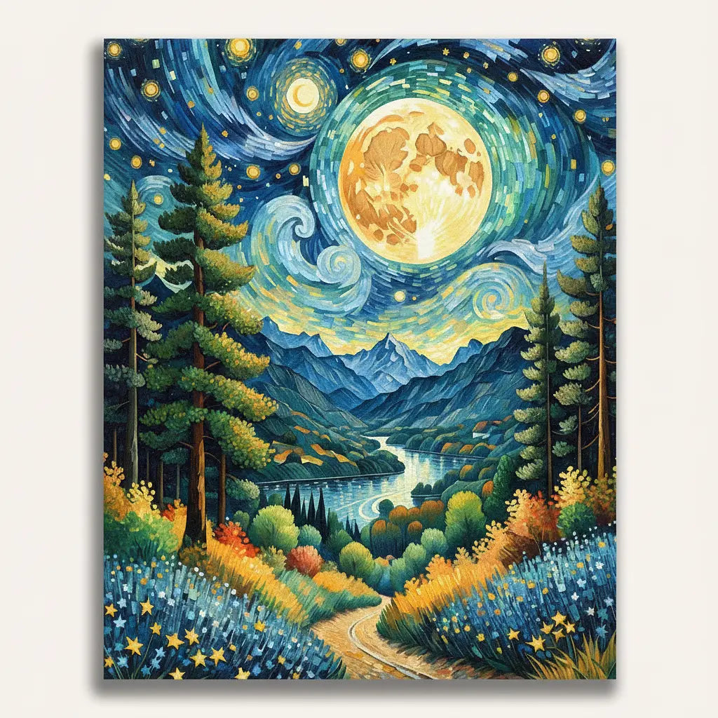 Starry Night Valley - Framed Paint by Numbers Kit
