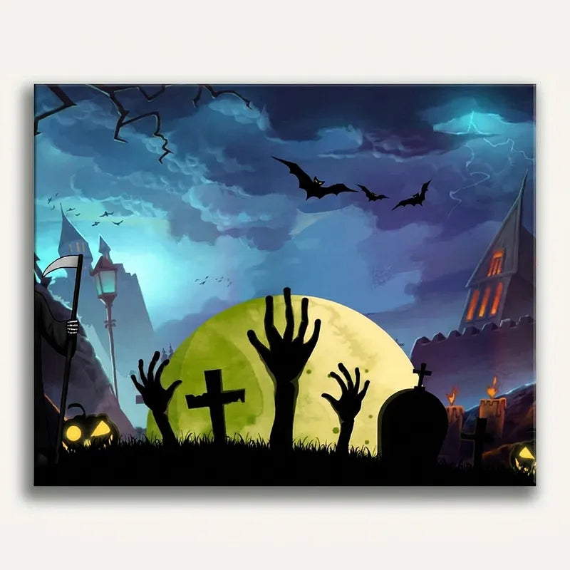 Spooky Halloween Cemetery | Paint By Numbers Kit