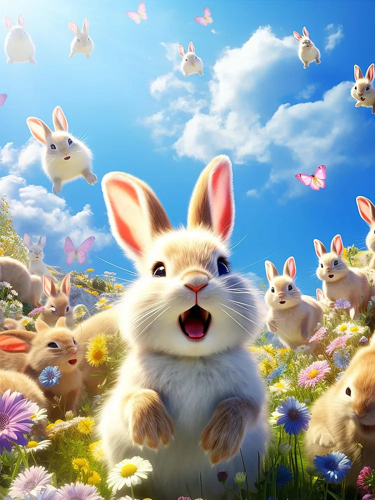 Flying Bunnies Paradise | Paint By Numbers Kit