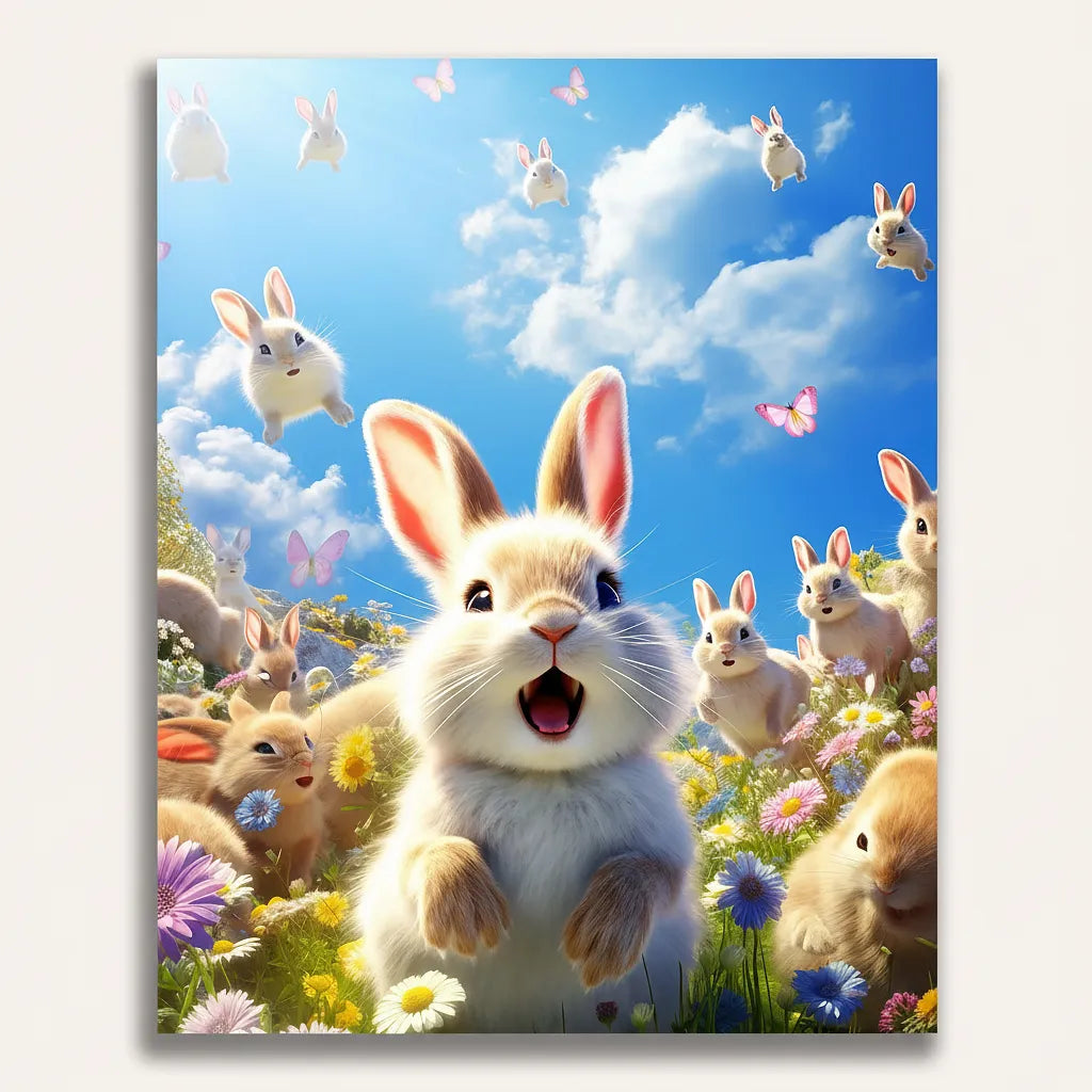 Flying Bunnies Paradise | Paint By Numbers Kit