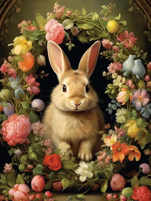 Bunny Floral Wreath | Paint By Numbers Kit