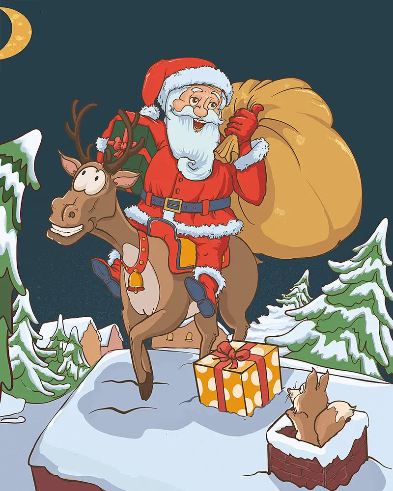 Santa Reindeer Christmas | Paint By Numbers Kit