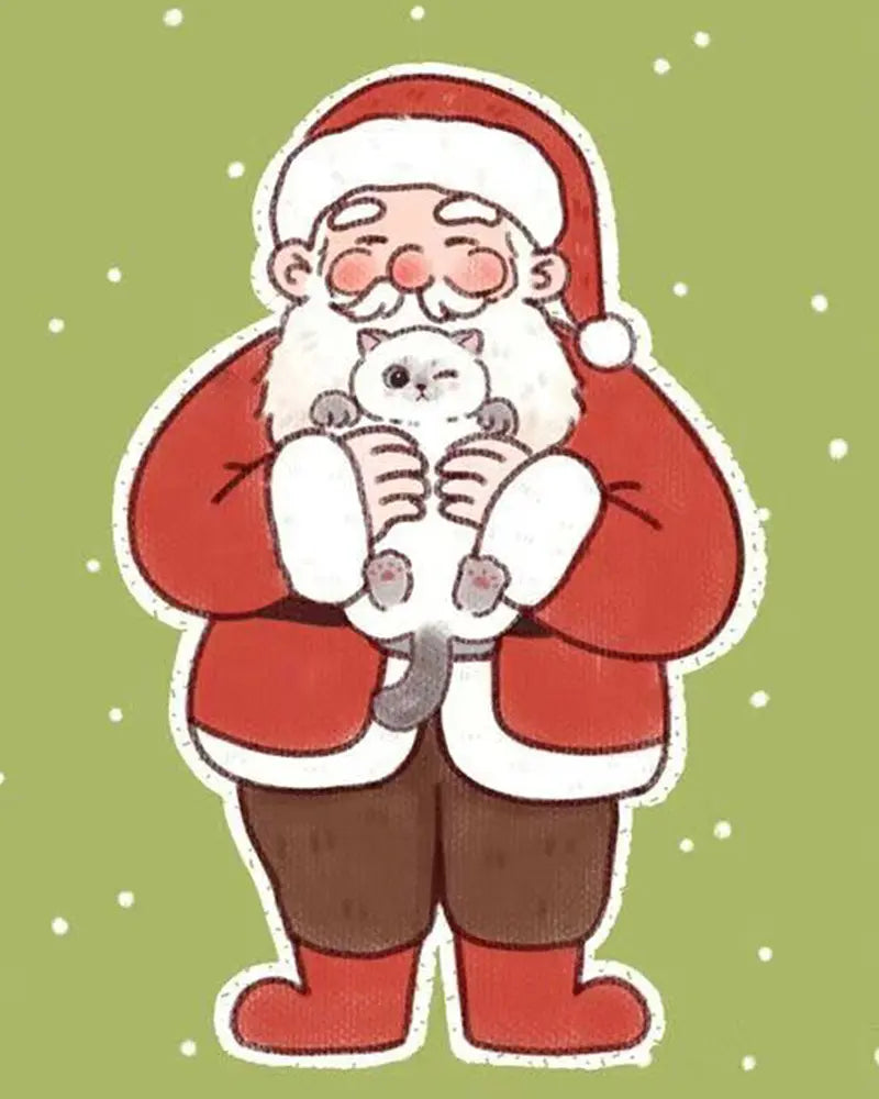 Santa Cat Painting | Paint By Numbers Kit