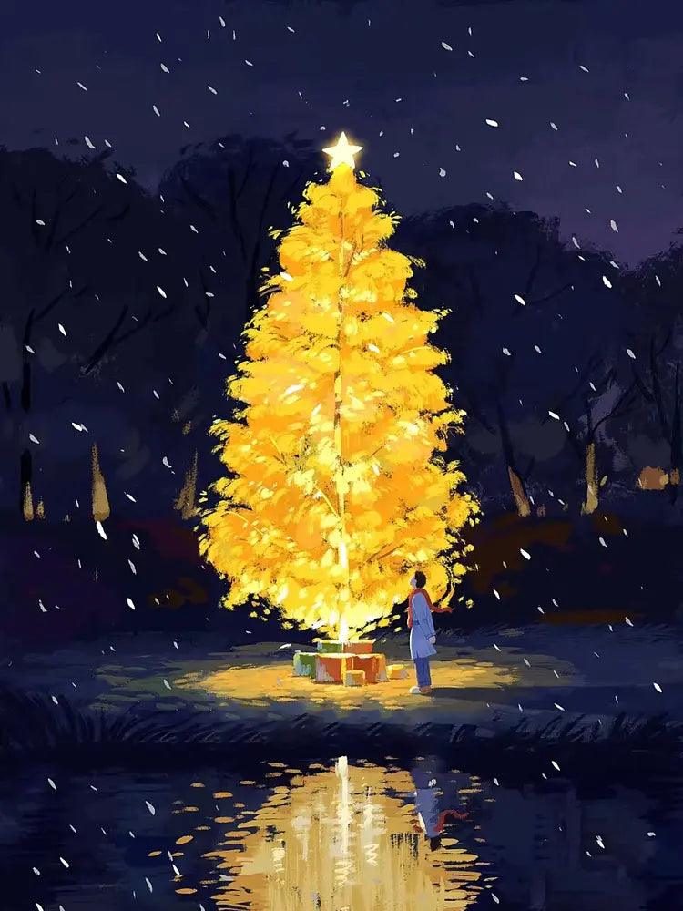 Golden Christmas Tree | Paint By Numbers Kit