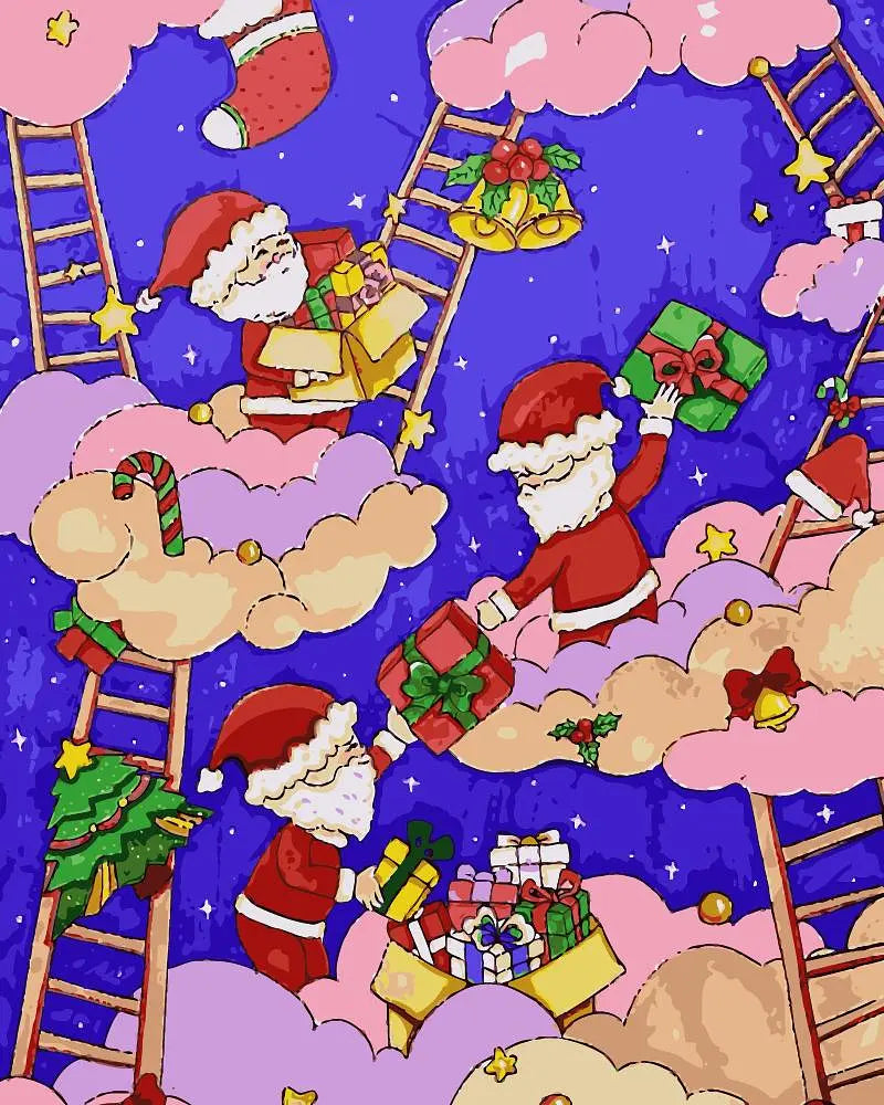 Christmas Clouds Painting | Paint By Numbers Kit