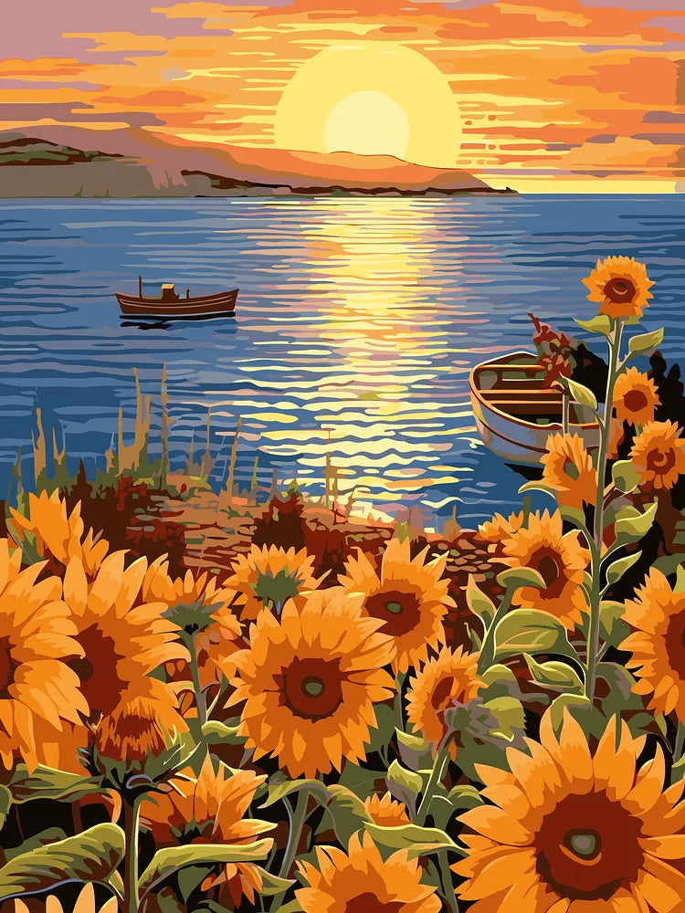 Sunflower Sunset Seascape | Paint By Numbers Kit