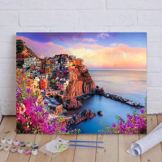 Coastal Village Sunset