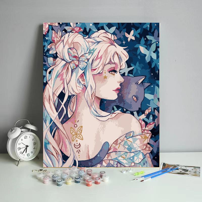 Kawaii Girl Cat Portrait