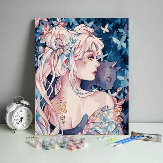 Kawaii Girl Cat Portrait