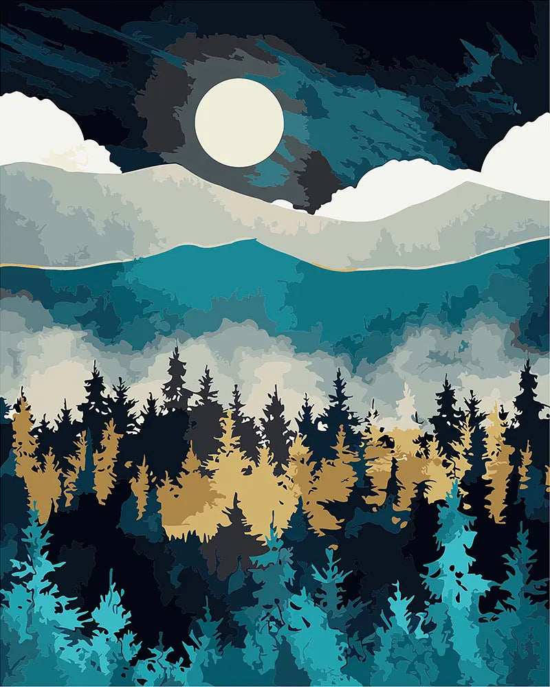 Moonlit Forest Landscape