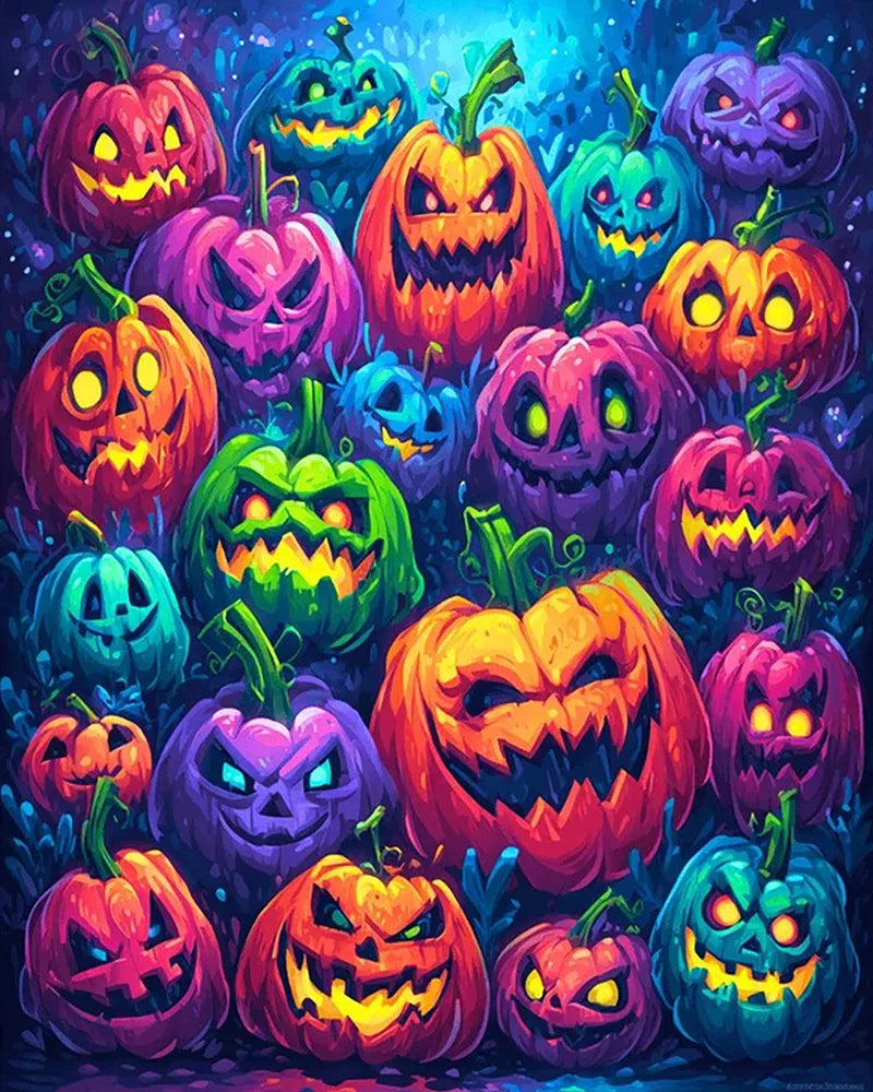 Neon Jack O Lanterns | Paint By Numbers Kit