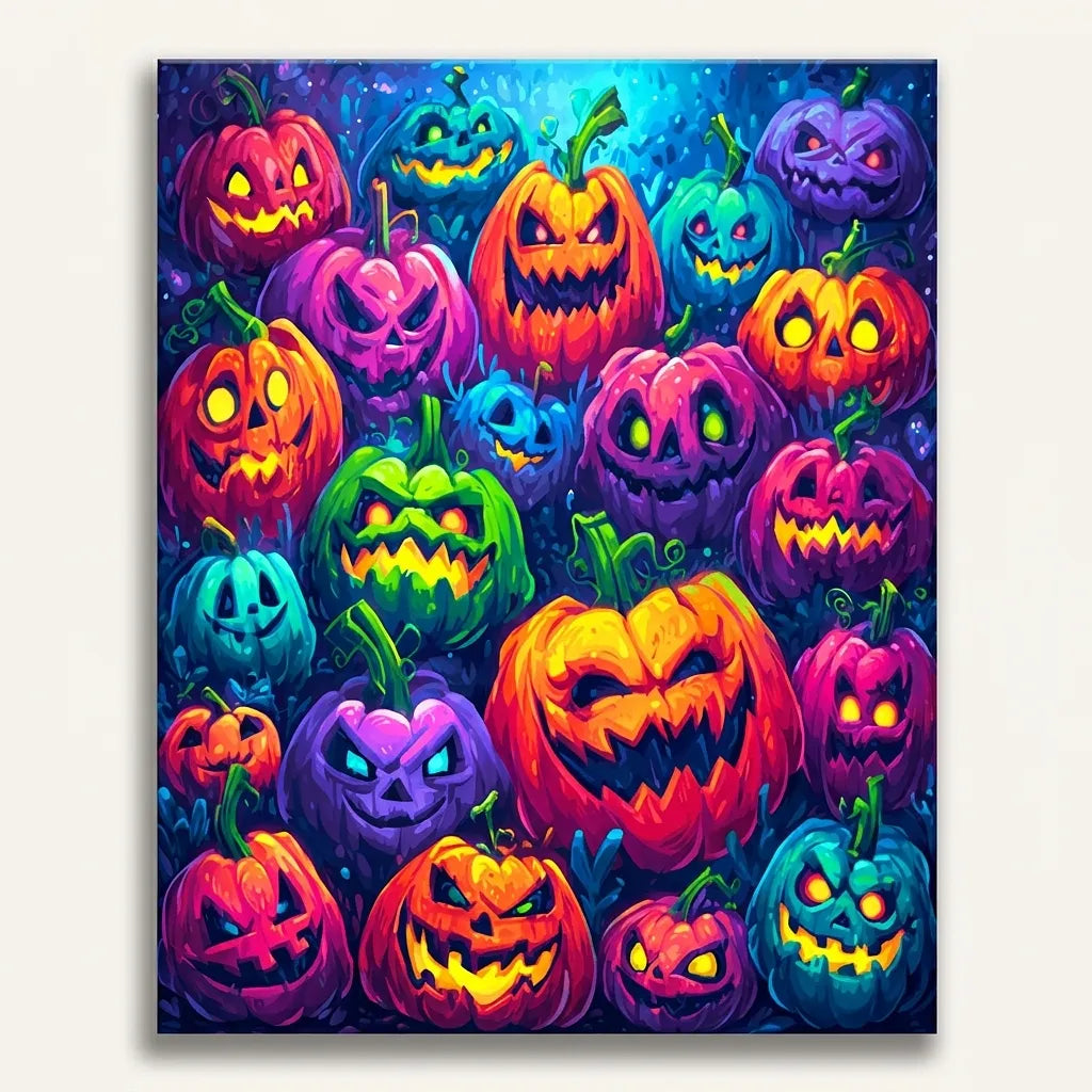 Neon Jack O Lanterns | Paint By Numbers Kit