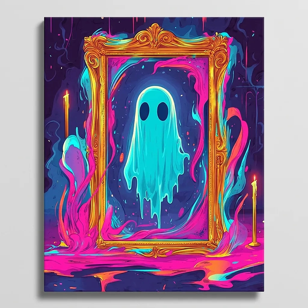 Neon Ghost Gold Frame | Paint By Numbers Kit